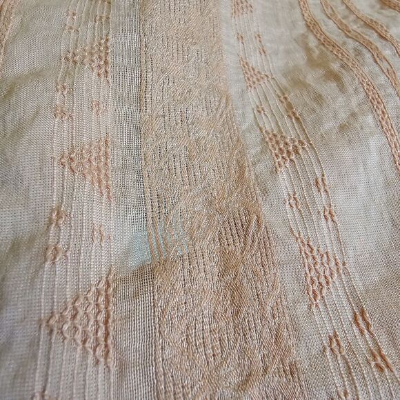 Coldwater Creek Women’s Shirt XL Peach Melon Textured Floral Stripes 3/4 Blouse - Picture 8 of 10